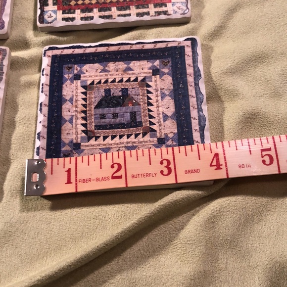 4 coasters/different quilt designs Counterart Absorbent Stone Coaster, American - Picture 2 of 8